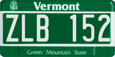 VT license plate ZLB152