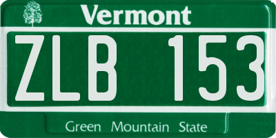 VT license plate ZLB153