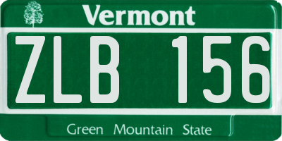 VT license plate ZLB156