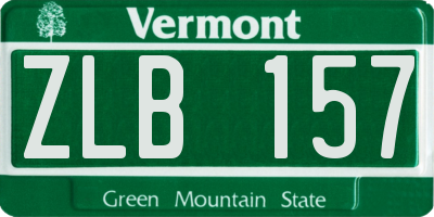 VT license plate ZLB157