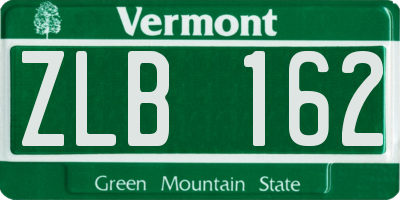 VT license plate ZLB162