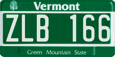 VT license plate ZLB166