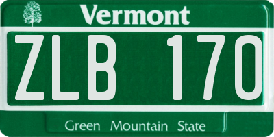 VT license plate ZLB170