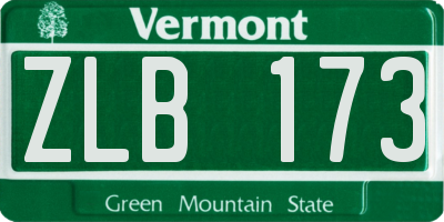 VT license plate ZLB173