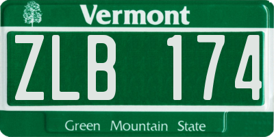 VT license plate ZLB174