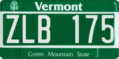 VT license plate ZLB175