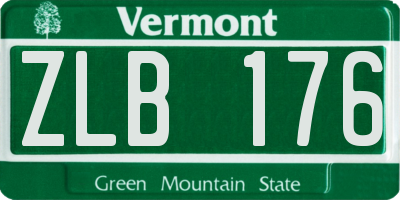 VT license plate ZLB176