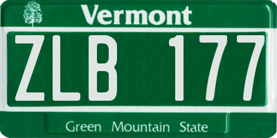 VT license plate ZLB177