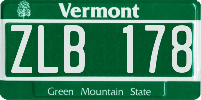 VT license plate ZLB178