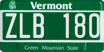VT license plate ZLB180