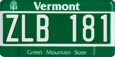 VT license plate ZLB181