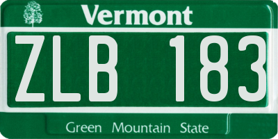 VT license plate ZLB183