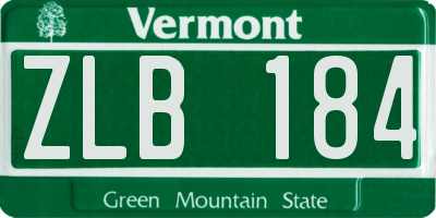 VT license plate ZLB184