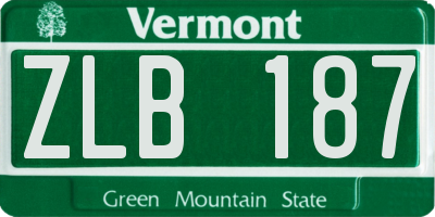 VT license plate ZLB187
