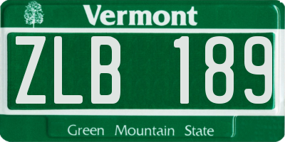 VT license plate ZLB189