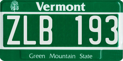 VT license plate ZLB193
