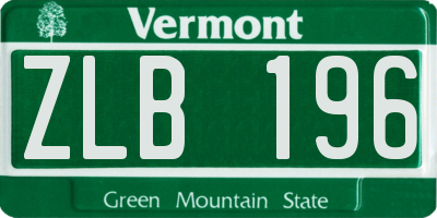 VT license plate ZLB196