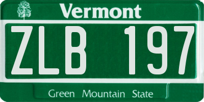 VT license plate ZLB197