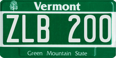 VT license plate ZLB200