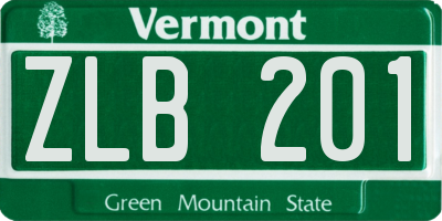 VT license plate ZLB201