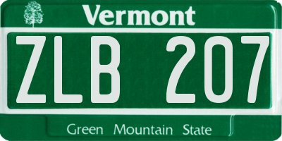 VT license plate ZLB207