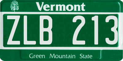 VT license plate ZLB213