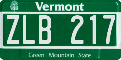 VT license plate ZLB217
