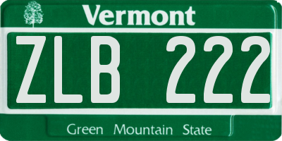 VT license plate ZLB222