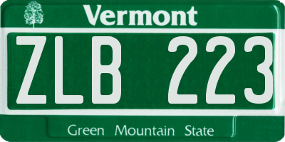 VT license plate ZLB223
