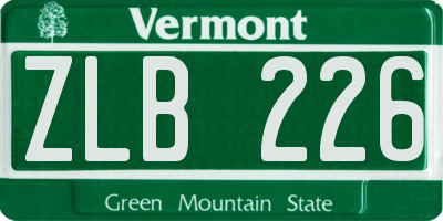 VT license plate ZLB226