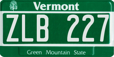 VT license plate ZLB227