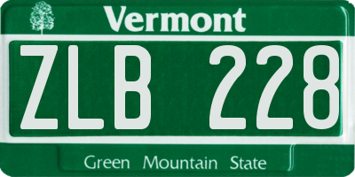 VT license plate ZLB228