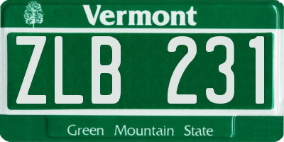 VT license plate ZLB231