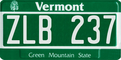 VT license plate ZLB237