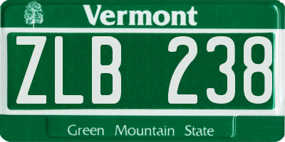 VT license plate ZLB238