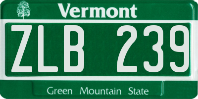 VT license plate ZLB239