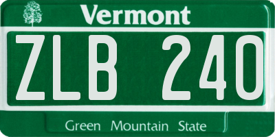 VT license plate ZLB240