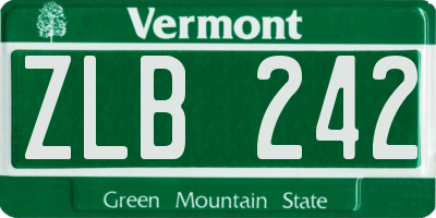 VT license plate ZLB242