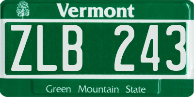 VT license plate ZLB243