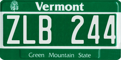 VT license plate ZLB244