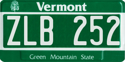 VT license plate ZLB252