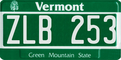 VT license plate ZLB253