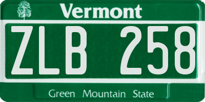 VT license plate ZLB258
