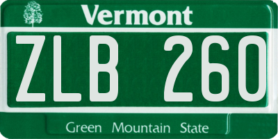 VT license plate ZLB260