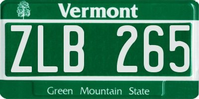 VT license plate ZLB265
