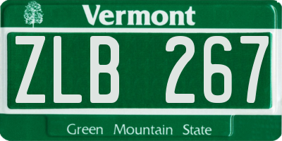 VT license plate ZLB267