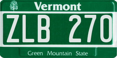 VT license plate ZLB270