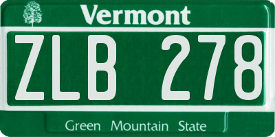 VT license plate ZLB278