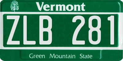VT license plate ZLB281