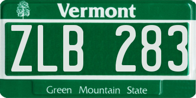 VT license plate ZLB283